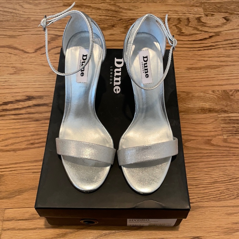 Dune London 515 Silver Leather Skinny Sandal